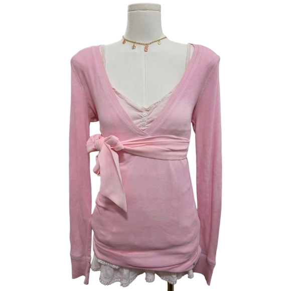 !! SOLD !! Abercrombie Vintage Light Pink Sought After Light Pink Babydoll Top - Picture 2 of 9